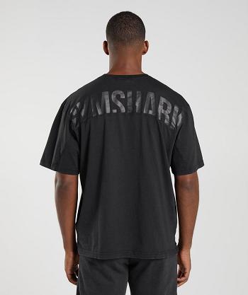 Gymshark Power Washed Muške T Shirts Crne | HR 2545SGL